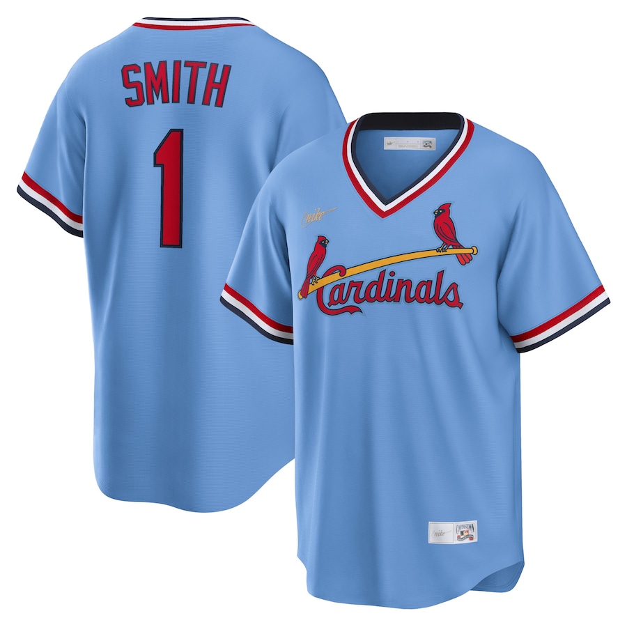 Ozzie Smith St. Louis Cardinals Road Cooperstown Collection Player Jersey Light Blue