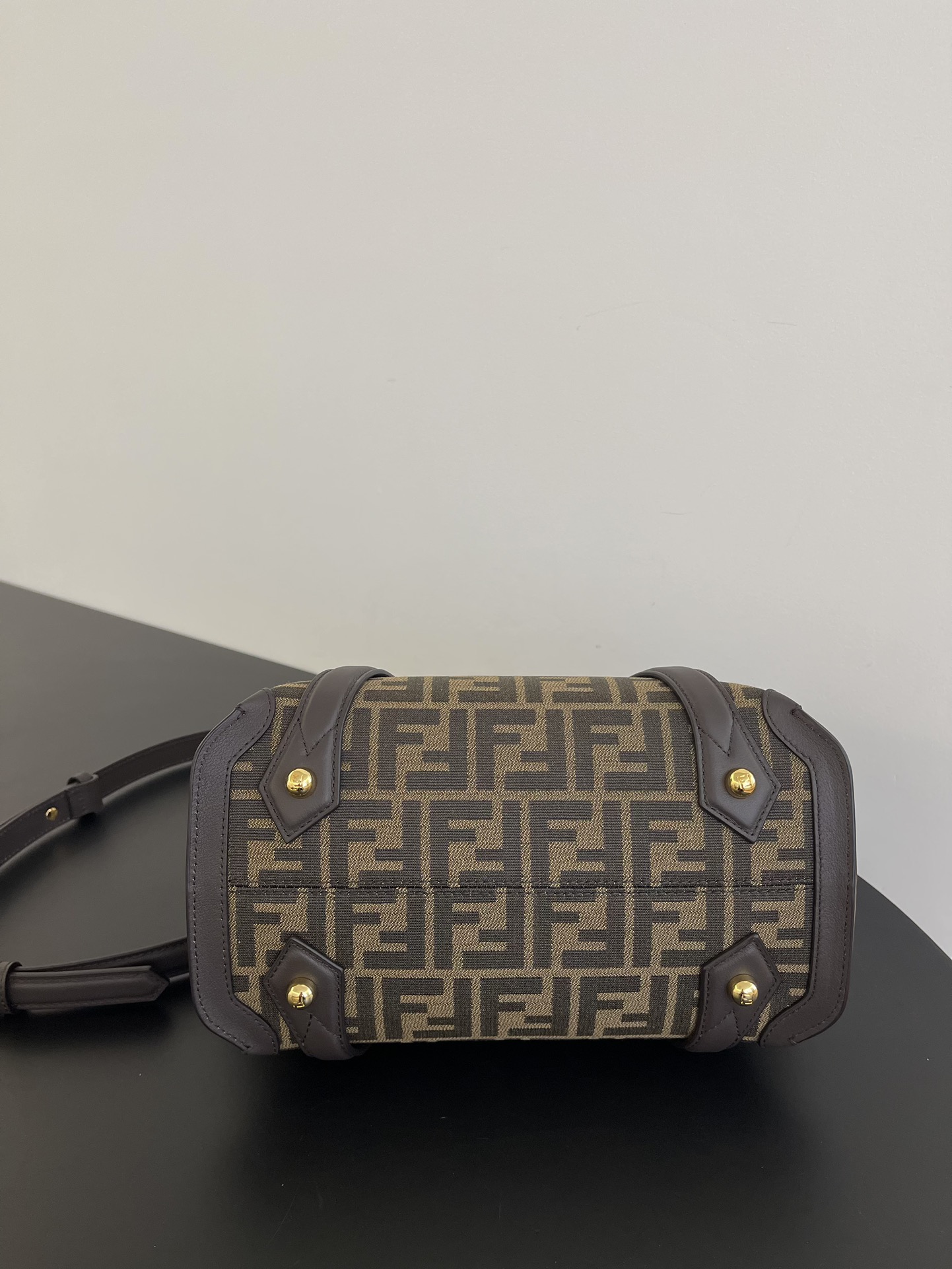Fendi Boston 365 Brown Ff Jacquard Fabric Bag 27.5 Cm