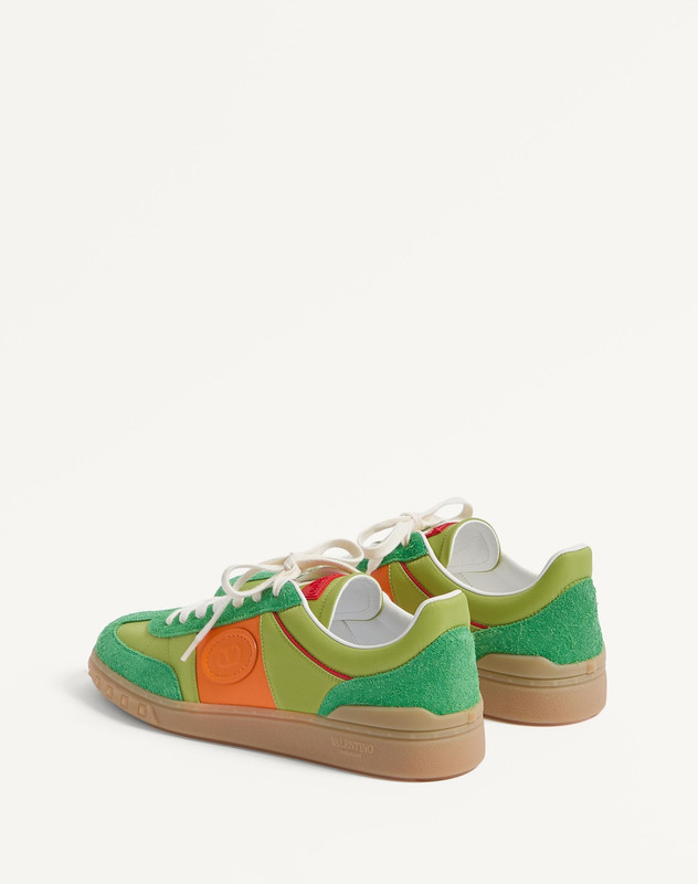 VALENTINO UPVILLAGE LOW TOP SNEAKER IN CRUST LEATHER AND NYLON