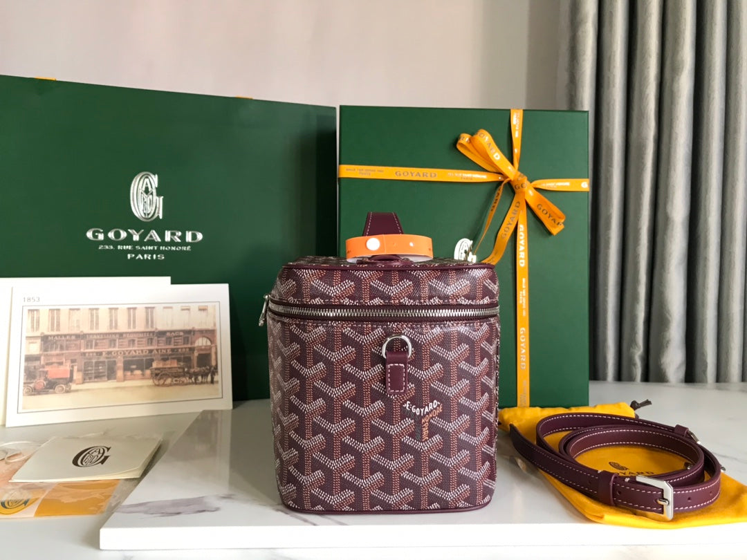 Goyard Muse Vanity Case 20 Cm Wine Red Goyardine Canvas