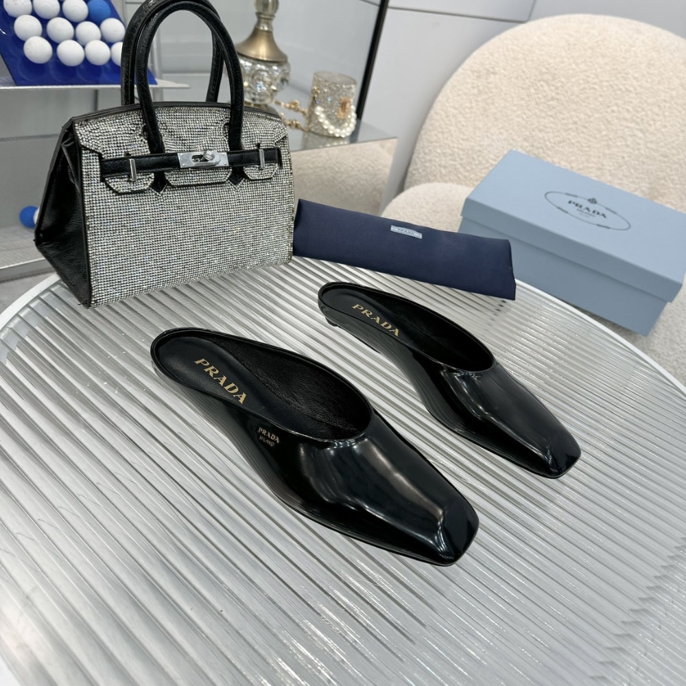 Prada Brushed Leather Mules Black 1S825N 055 F0002 F 015