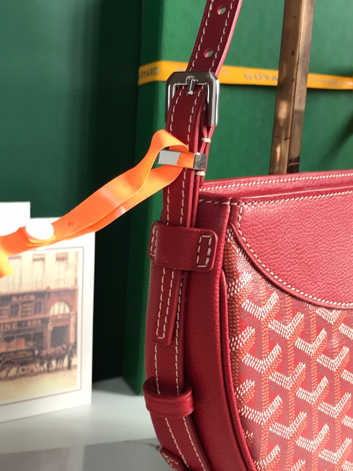 Goyard Hirondelle Bag 25 Cm Classic Red Lambskin And Goyardine Canvas