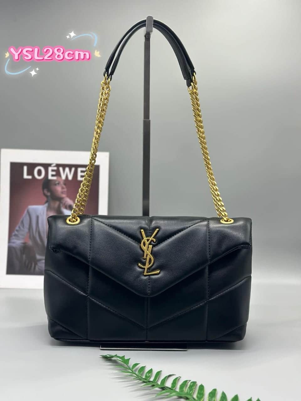 Saint Laurent Loulou Puffer Small Shoulder Bag In Black 28Cm