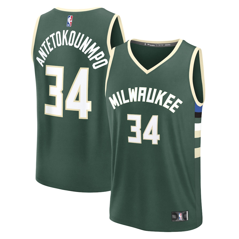 Men's Milwaukee Bucks Giannis Antetokounmpo Fanatics Hunter Green Fast Break Replica Player Jersey - Icon Edition