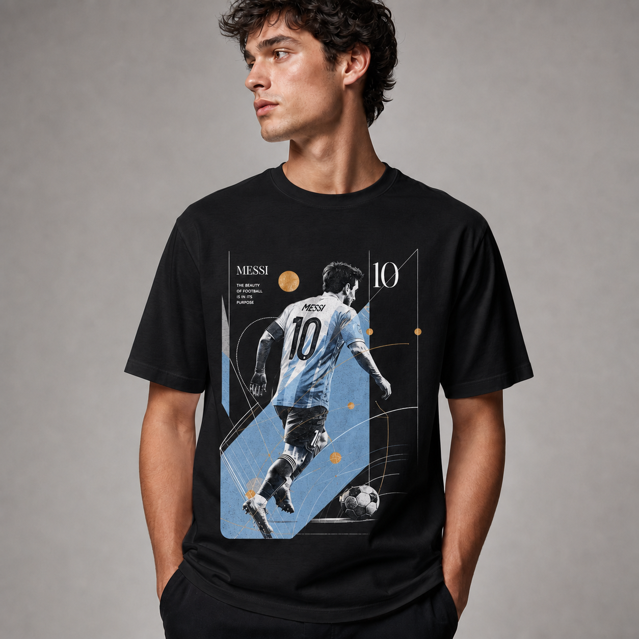 Messi World Cup Printed T-Shirt Unisex Loose Fit T-Shirt 100% Cotton Soft Comfortable Summer Casual Printed Top