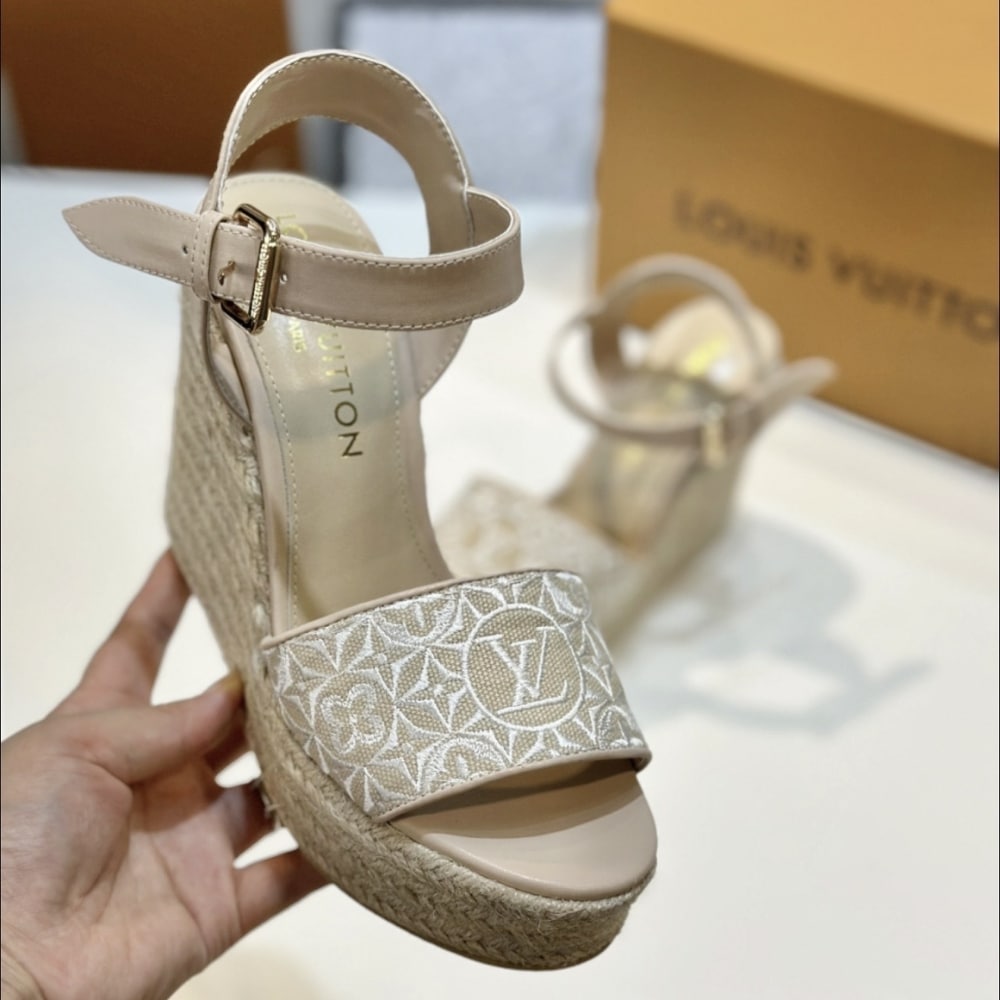 Louis Vuitton Helios Wedge Espadrille Beige 1Ahll6