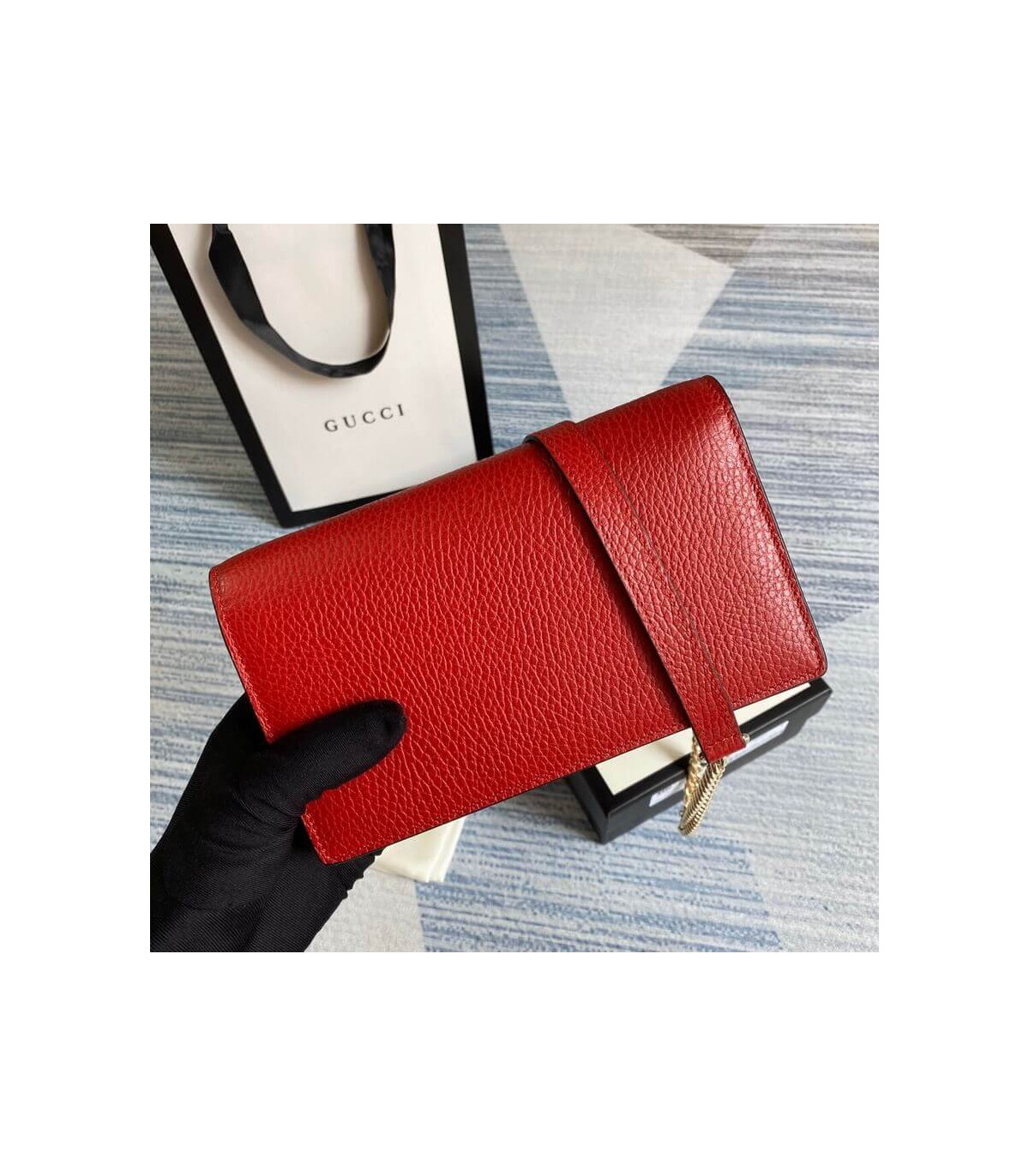 Gucci GG Interlocking Wallet On Chain Red