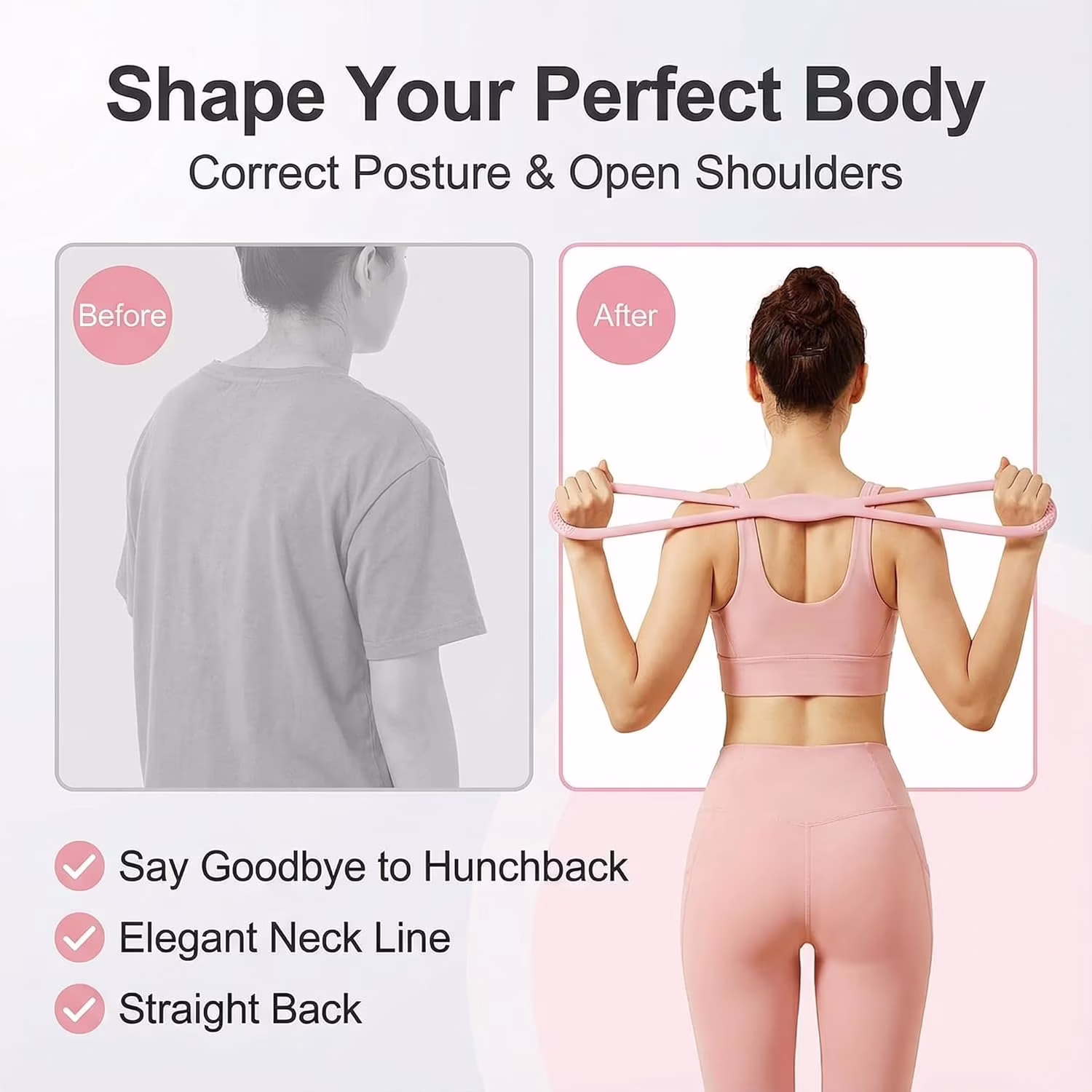 OHDufiry Figure 8 Resistance Bands for Women Men, 8 Shaped Resistance Rubber Band for Arms, Back, Shoulder Stretch with Handles, Not Break, Portable