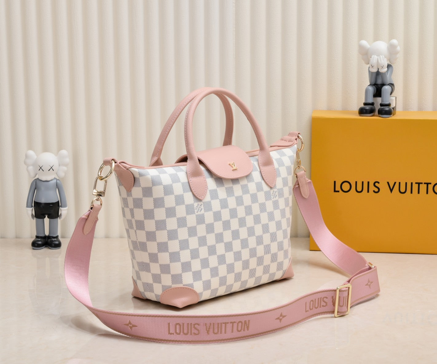 Louis Vuitton Tote Bag Damier Azur Pink 26Cm