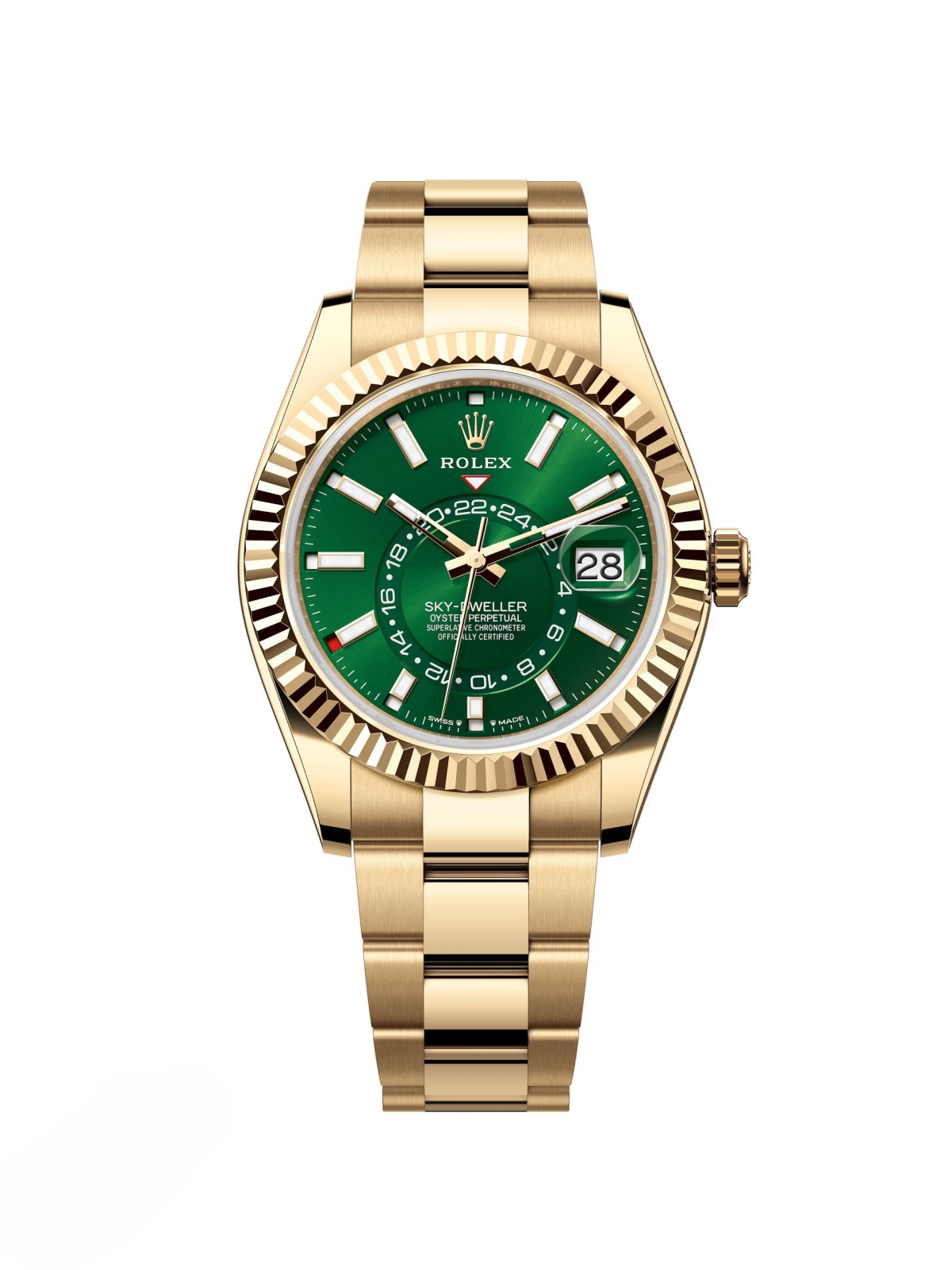 Rolex  Sky-Dweller 42mm 336938-0007 Yellow Gold Bright Green Dial