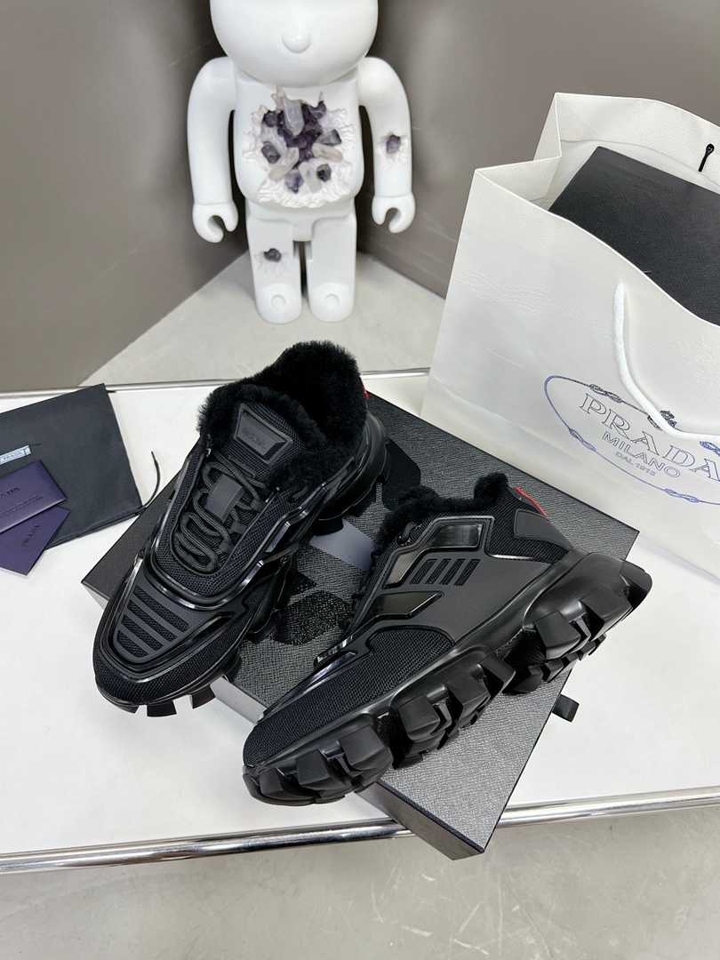 Prada Cloudbust Thunder Technical Fabric Sneakers Black