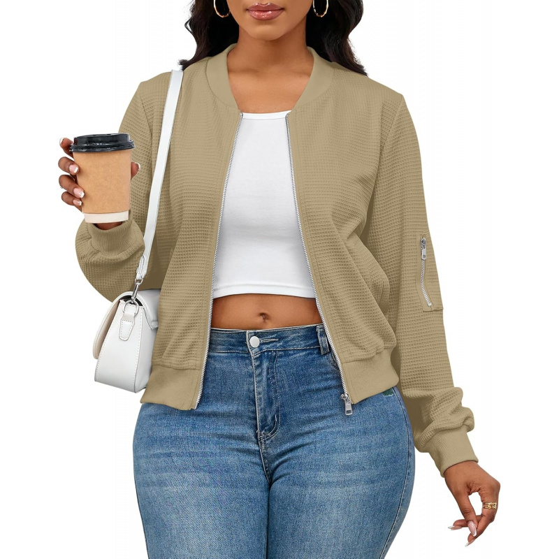Women Casual Full Zip Up Comfy Loose Long