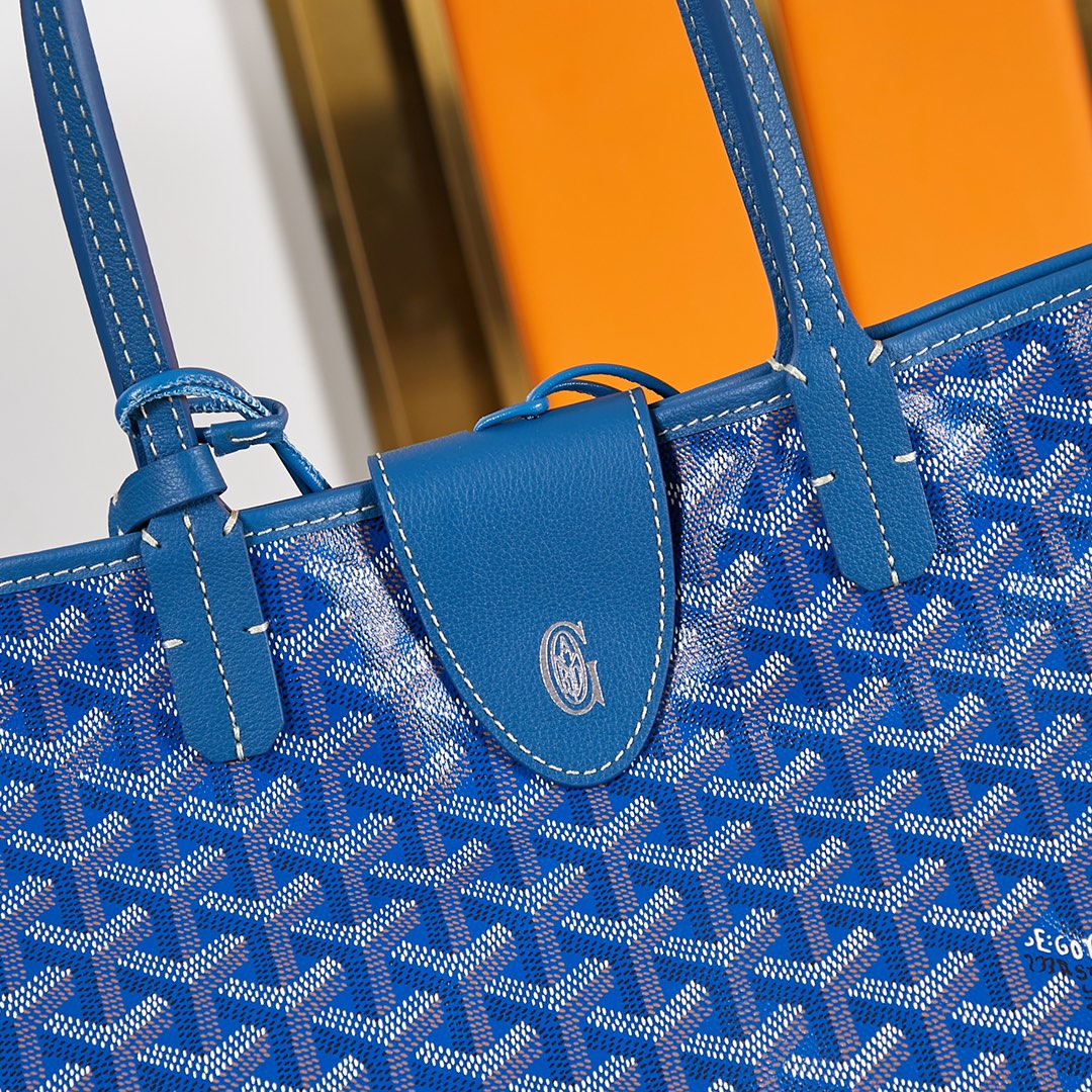 Goyard Saint Louis Pm 34Cm Blue Canvas Chevroches Calfskin