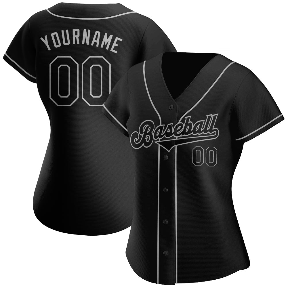 Custom Black-Gray  Baseball Jersey
