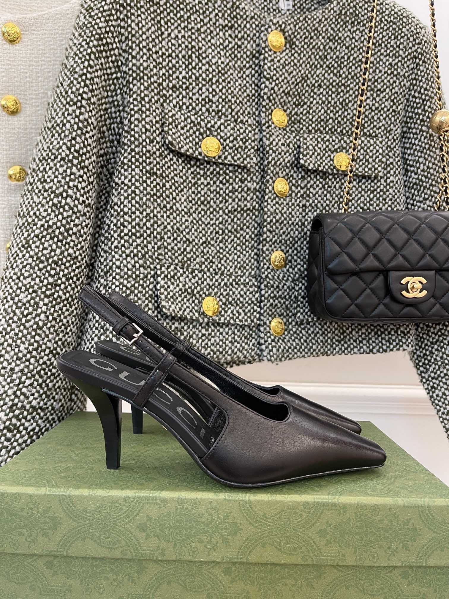Gucci Women’S Slingback Square Toe Pumps Black