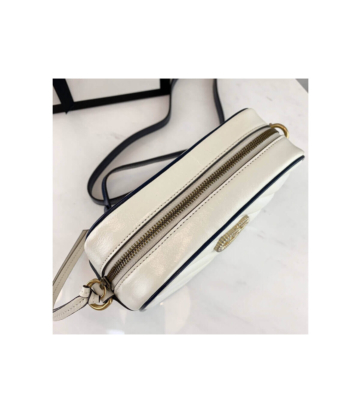 Gucci Diagonal GG Marmont Mini Bag White/Blue