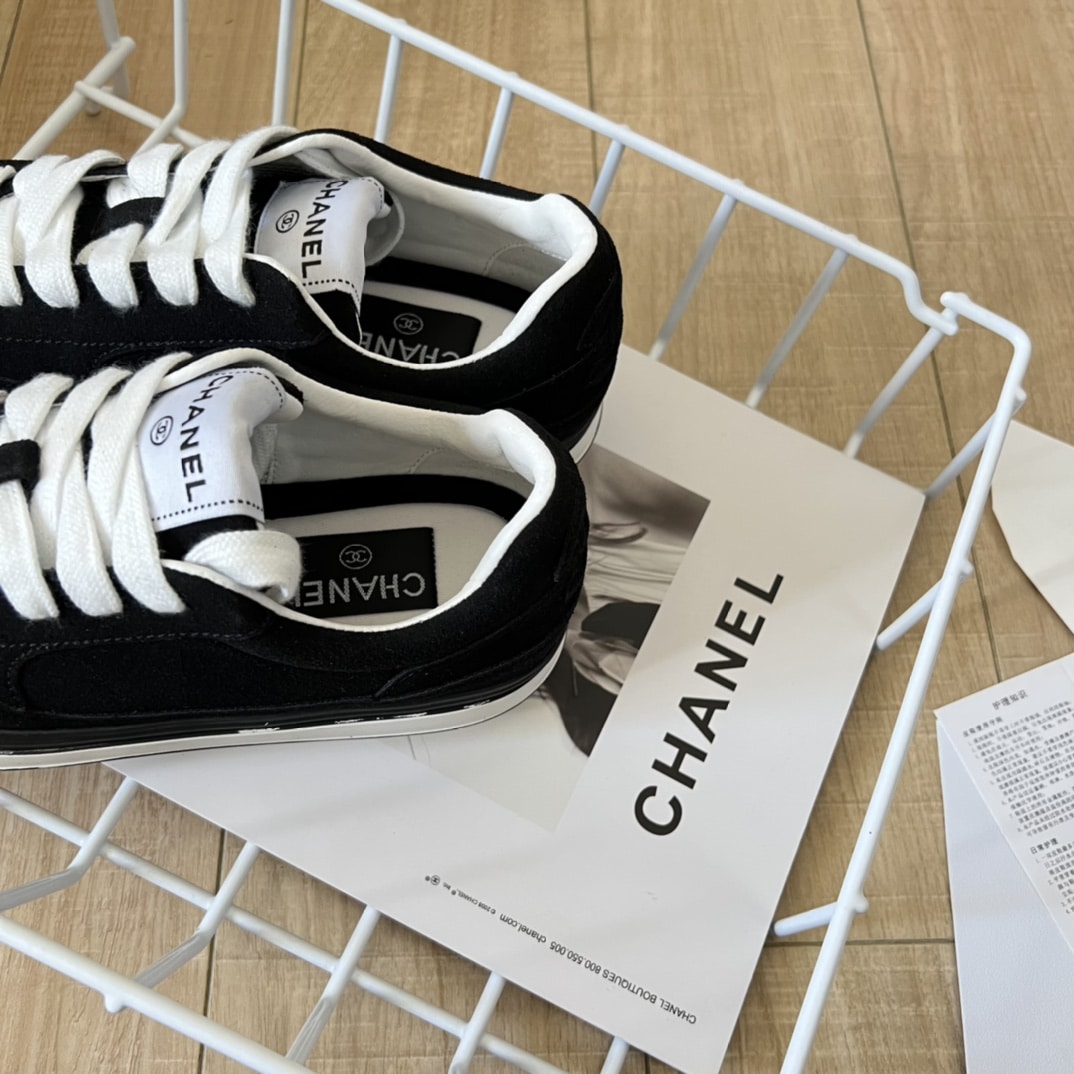Chanel Suede Leather Runners Black