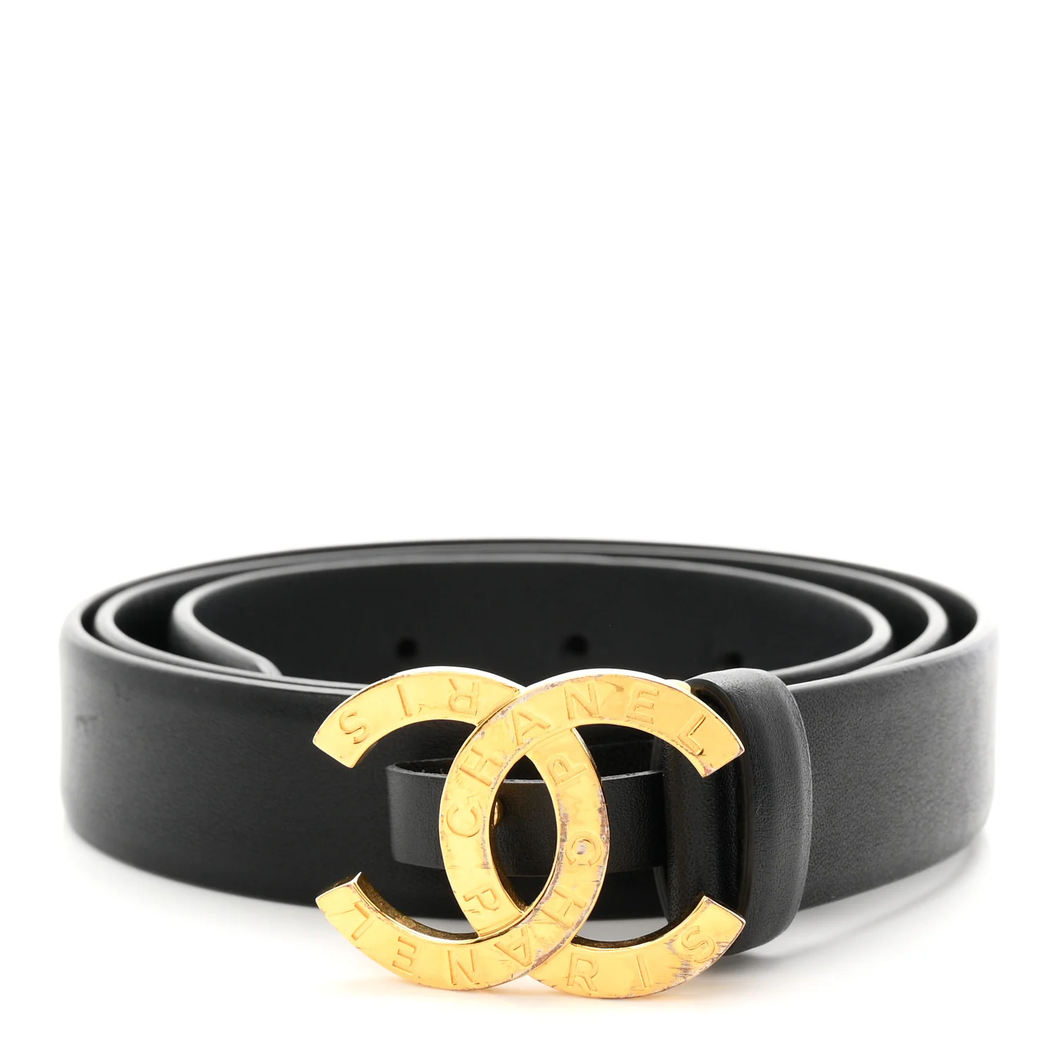 Calfskin Paris Button CC Belt 85 34 Black