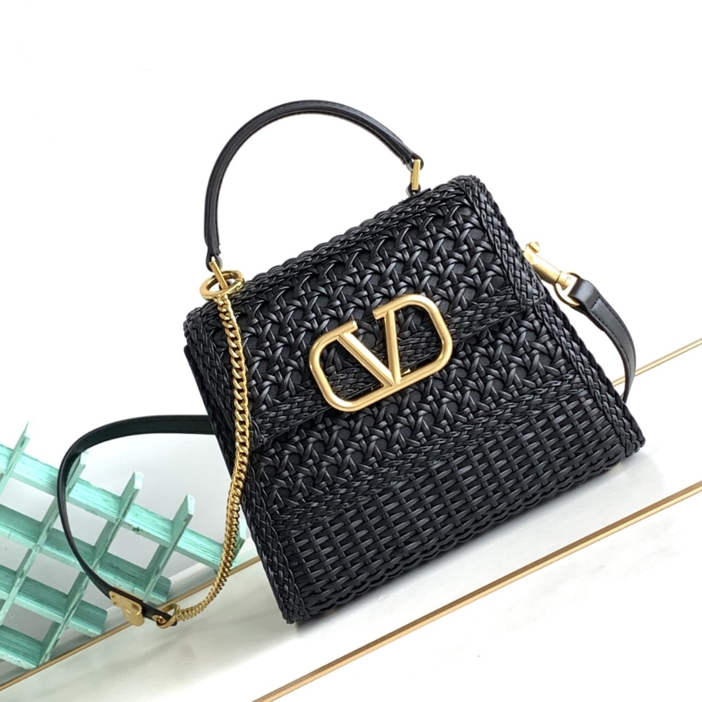 Valentino VLogo Top Handle Bag Black 22Cm