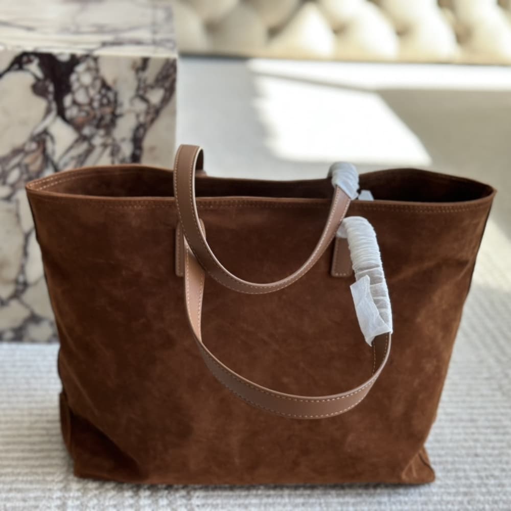 Prada Suede Double Tote Bag Cocoa Brown 35Cm