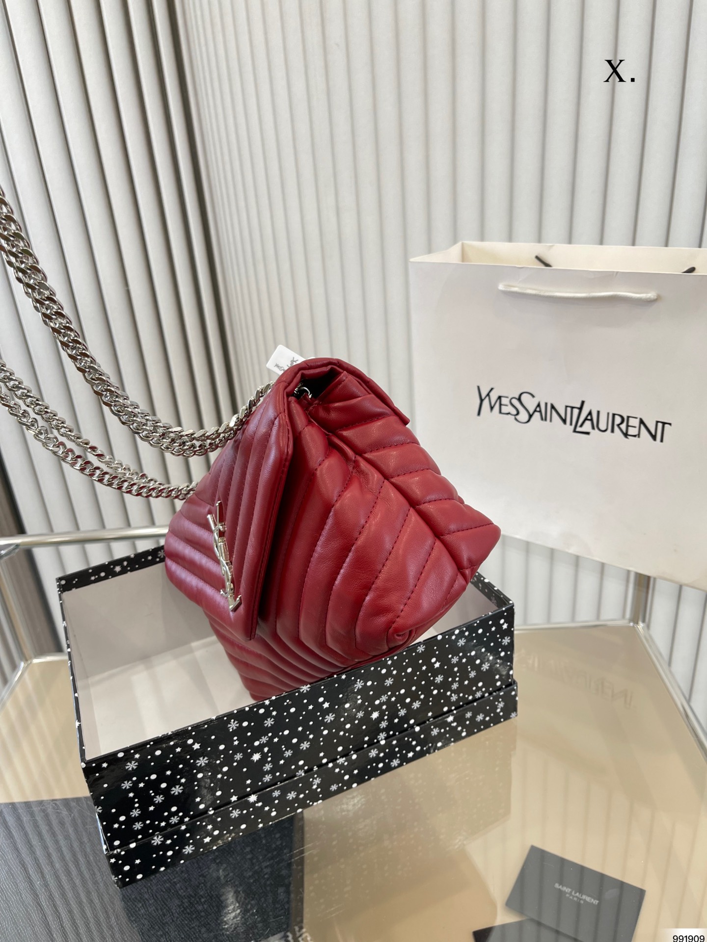 Saint Laurent Loulou Small Chain Bag In Quilted “Y” Leather Wine Red