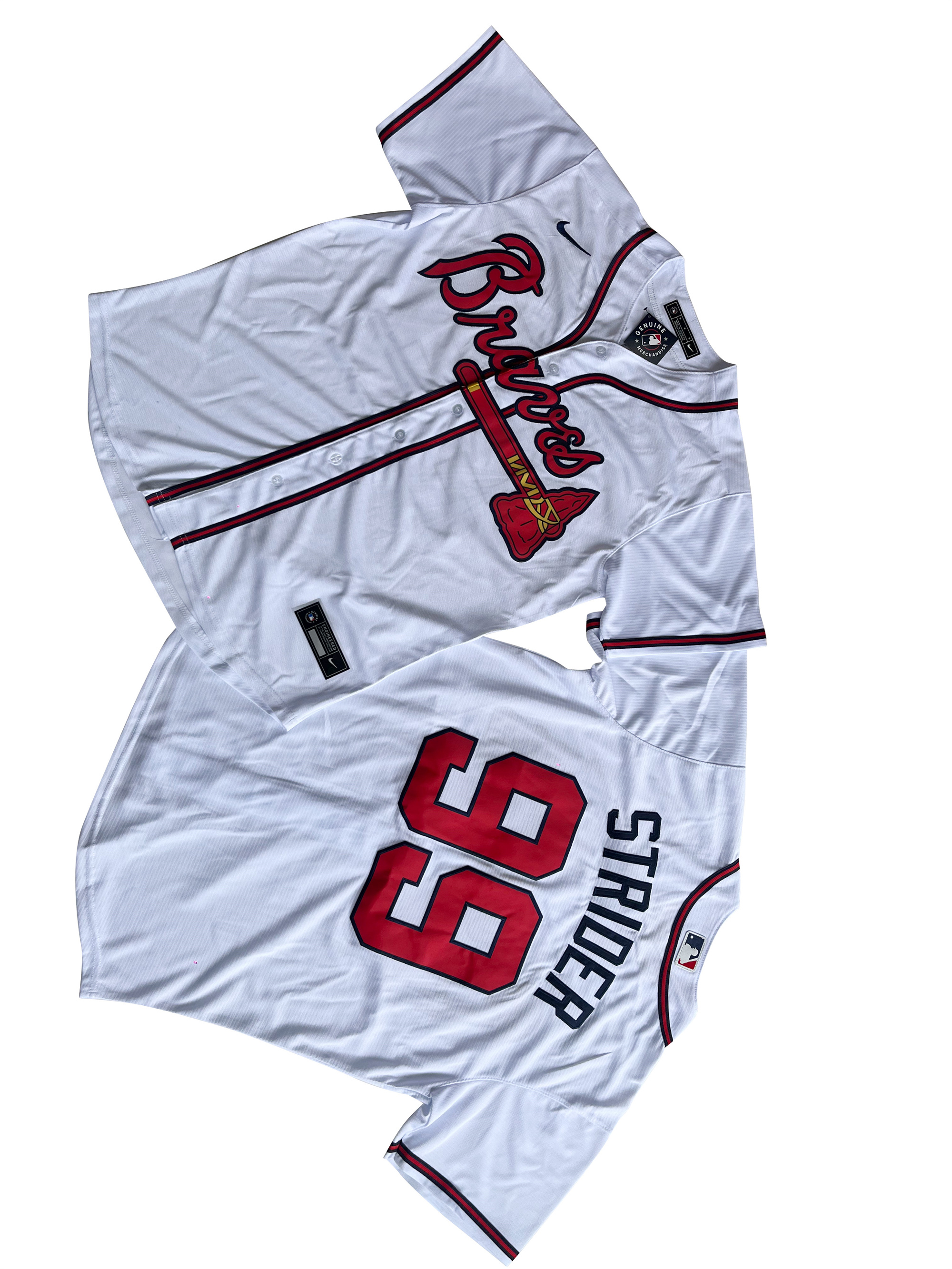 Men's Atlanta Braves 99# Spencer Strider  White Home Replica Player Name Jersey
