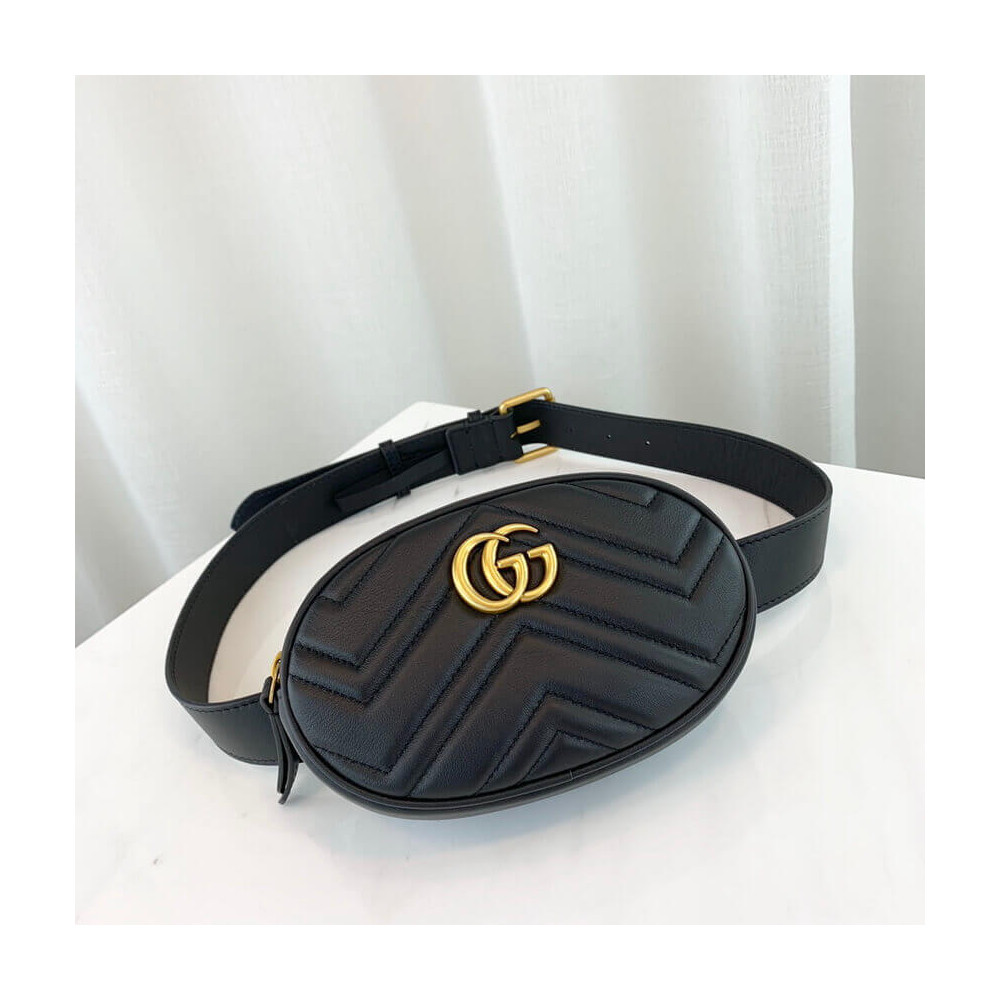 Gucci GG Marmont Matelasse Leather Belt Bag Black
