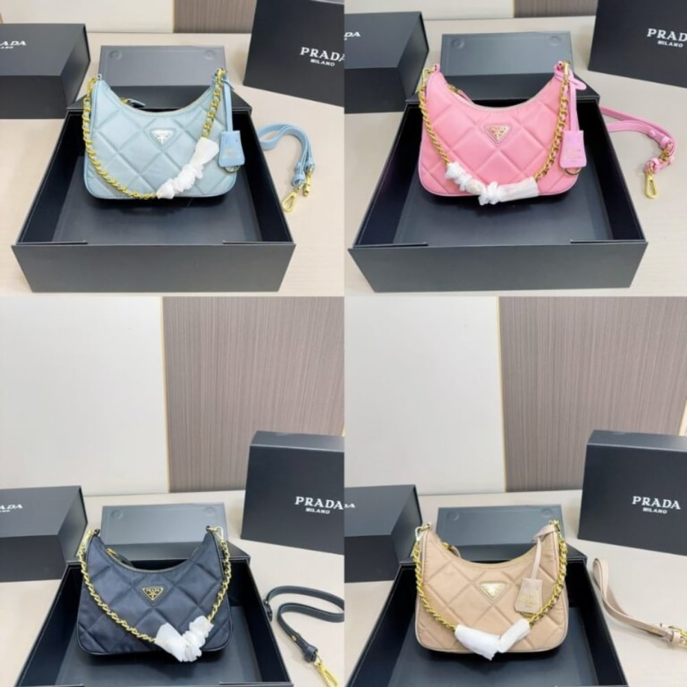 Prada Re Edition 1995 Chaîne Re Nylon Mini Bag Beige 22Cm