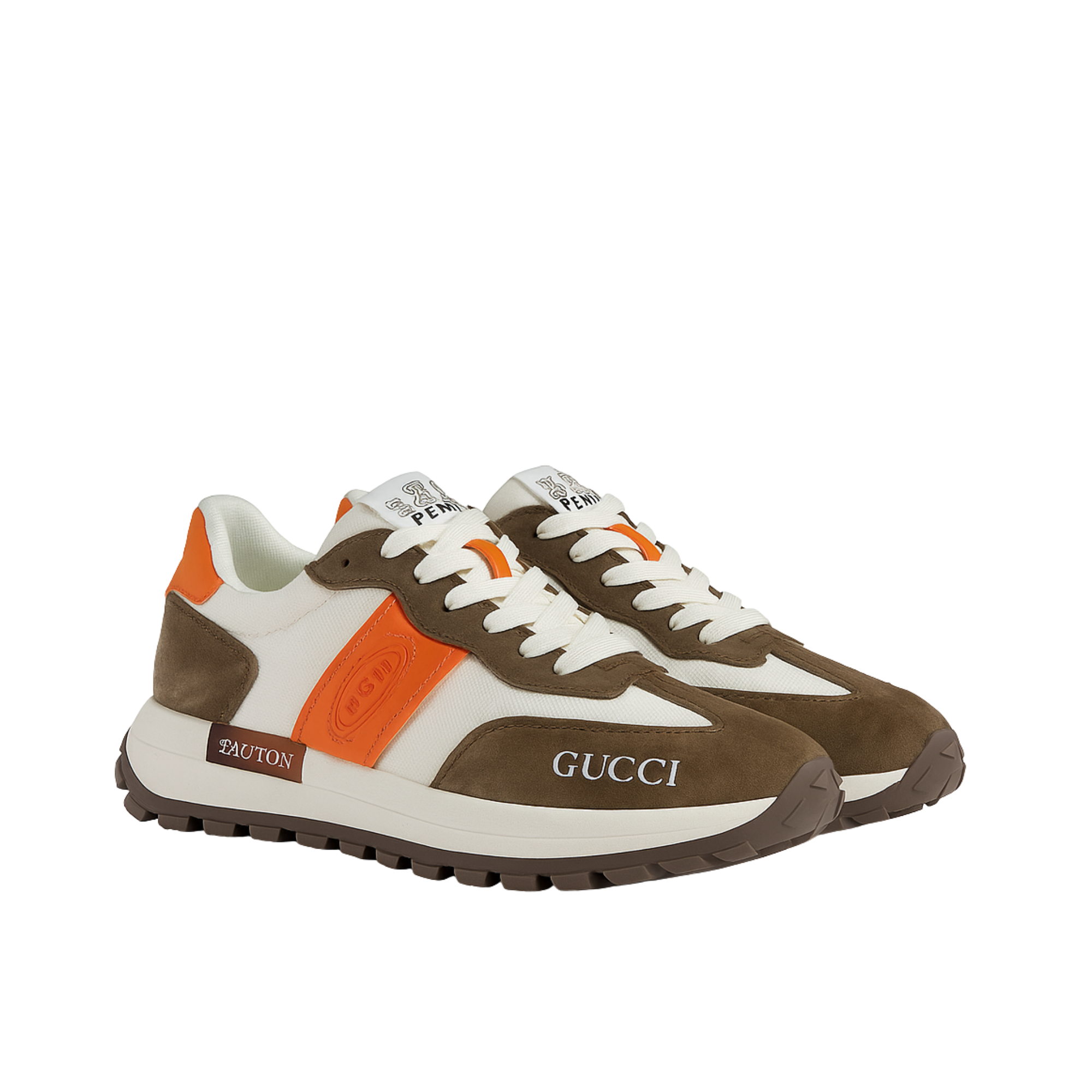 Gucci Men’S Sneaker Low Top Brown And Orange