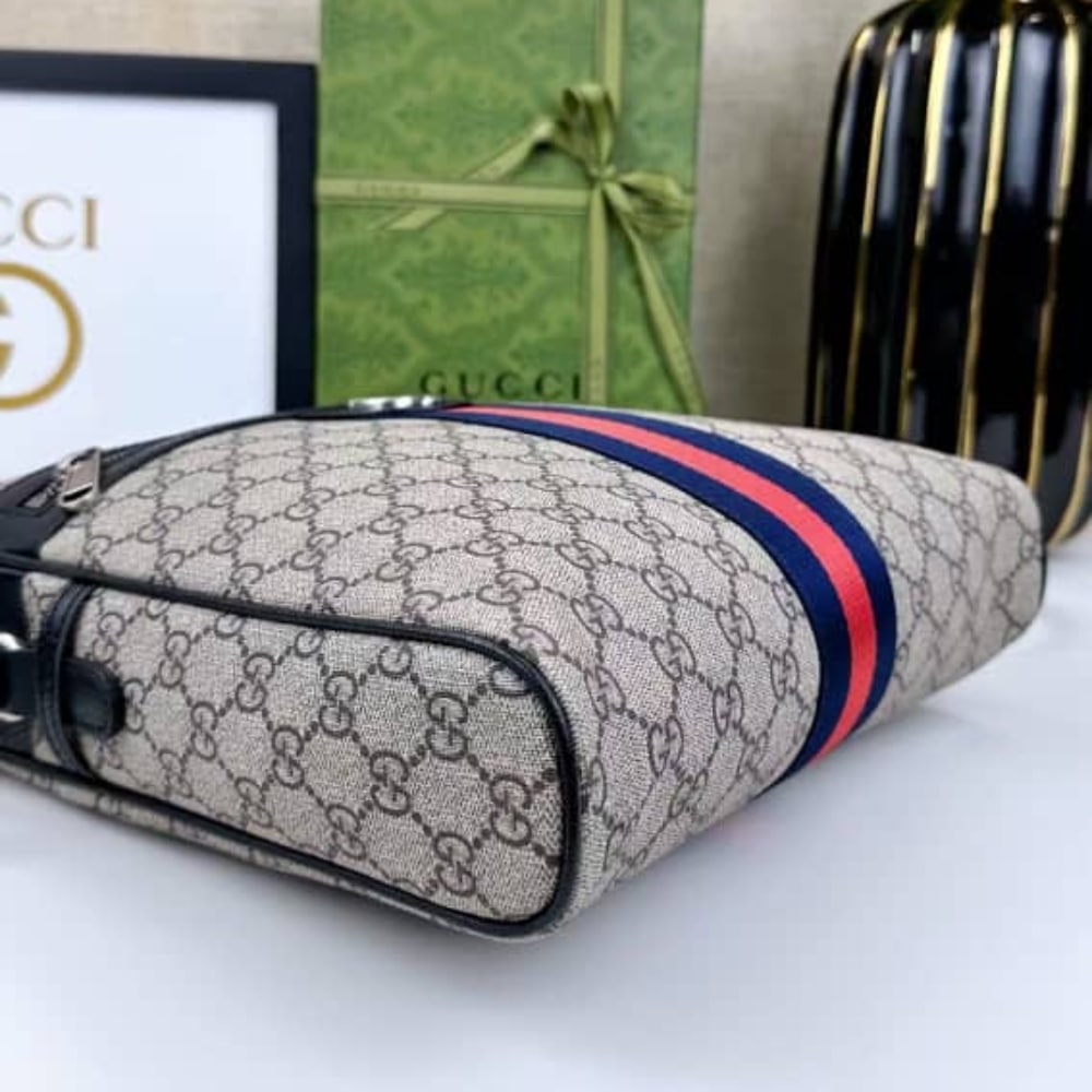 Gucci Ophidia Small Messenger Bag Beige And Blue Gg Supreme 23cm ‎547926 96iwn 4076
