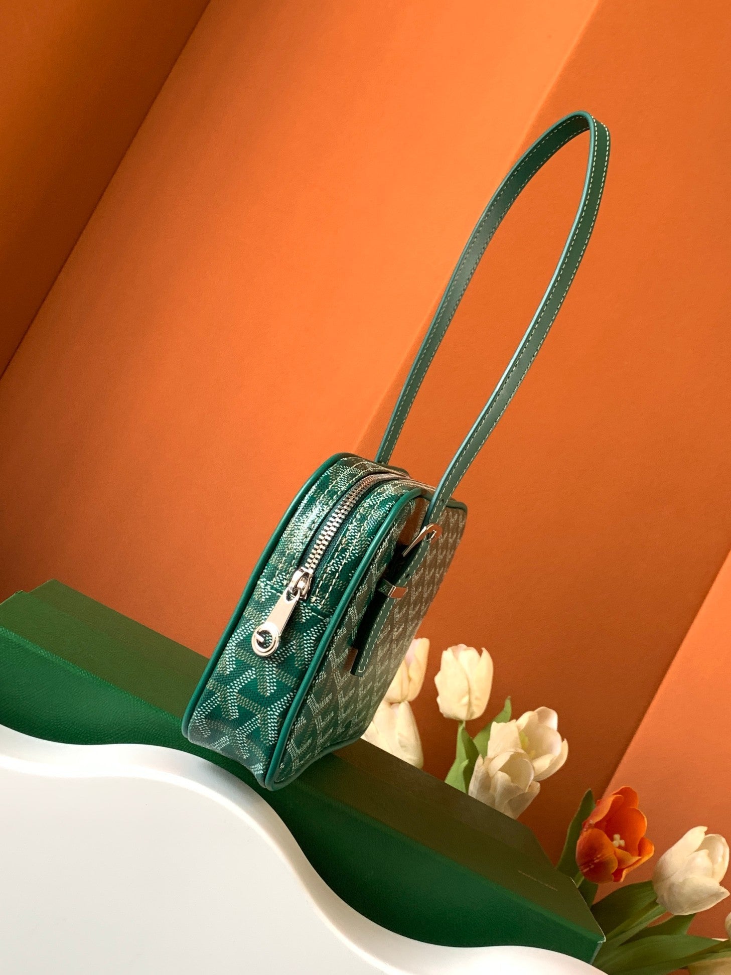 Goyard Yona Bag Coated MM 21Cm Green Canvas