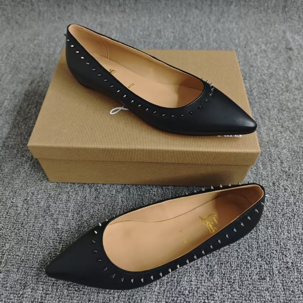 Christian Louboutin Studded Anjalina Flat Black 3151261B142