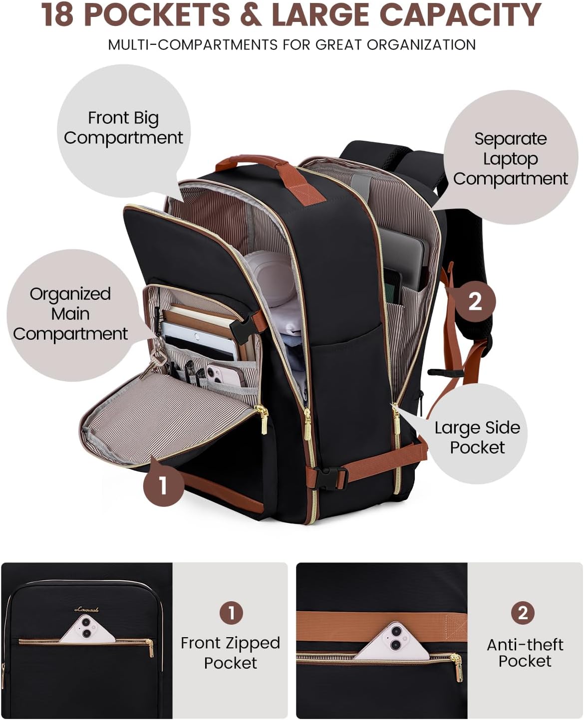40L Travel Backpack for Women & Men
