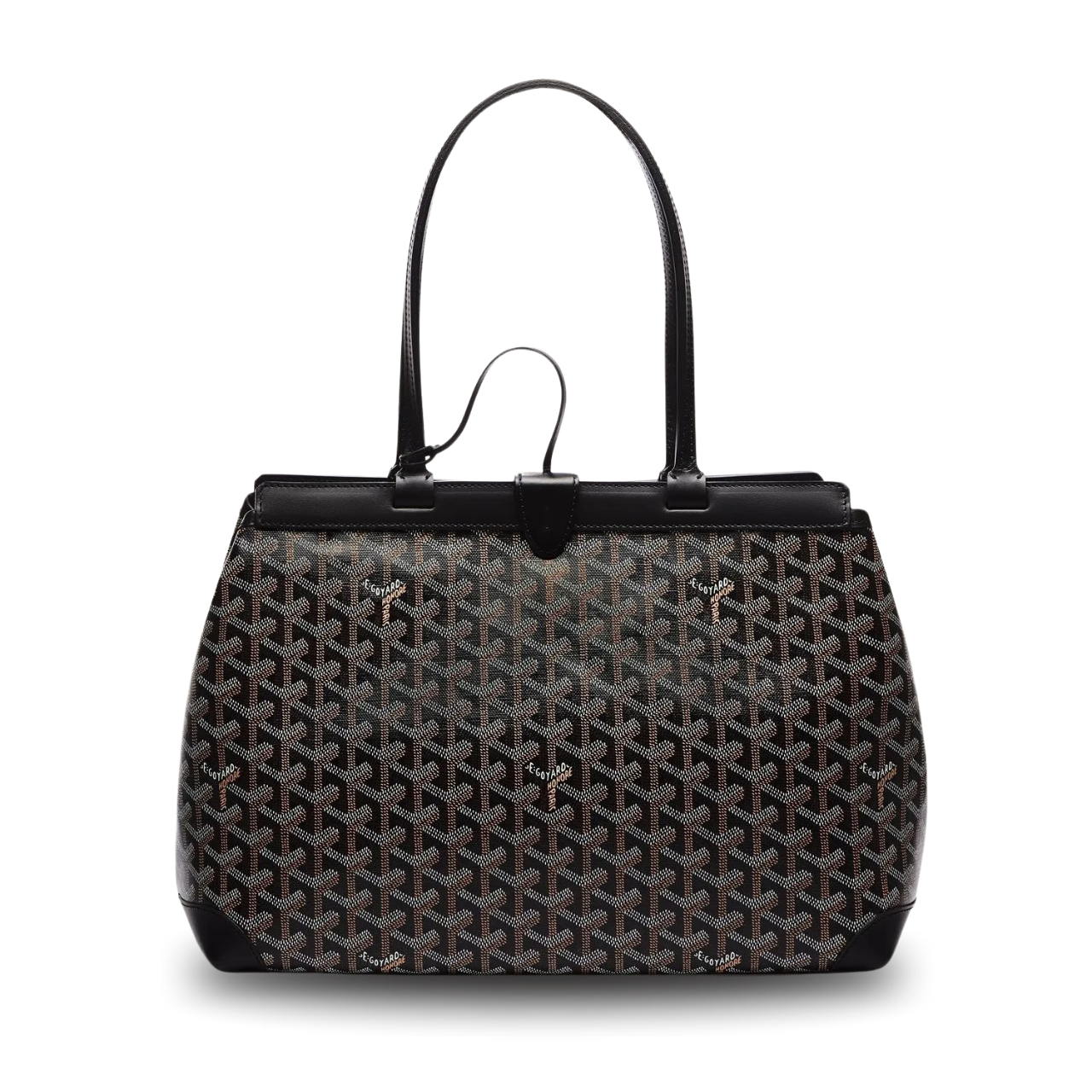 Goyard Bellechasse Biaude Pm Bag 36 Cm Black Goyardine Canvas And Calfskin Trim