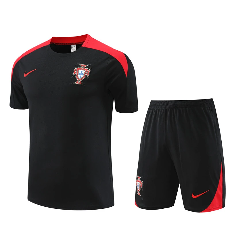 24-25 Short Sleeve Training Jersey Portugal Black