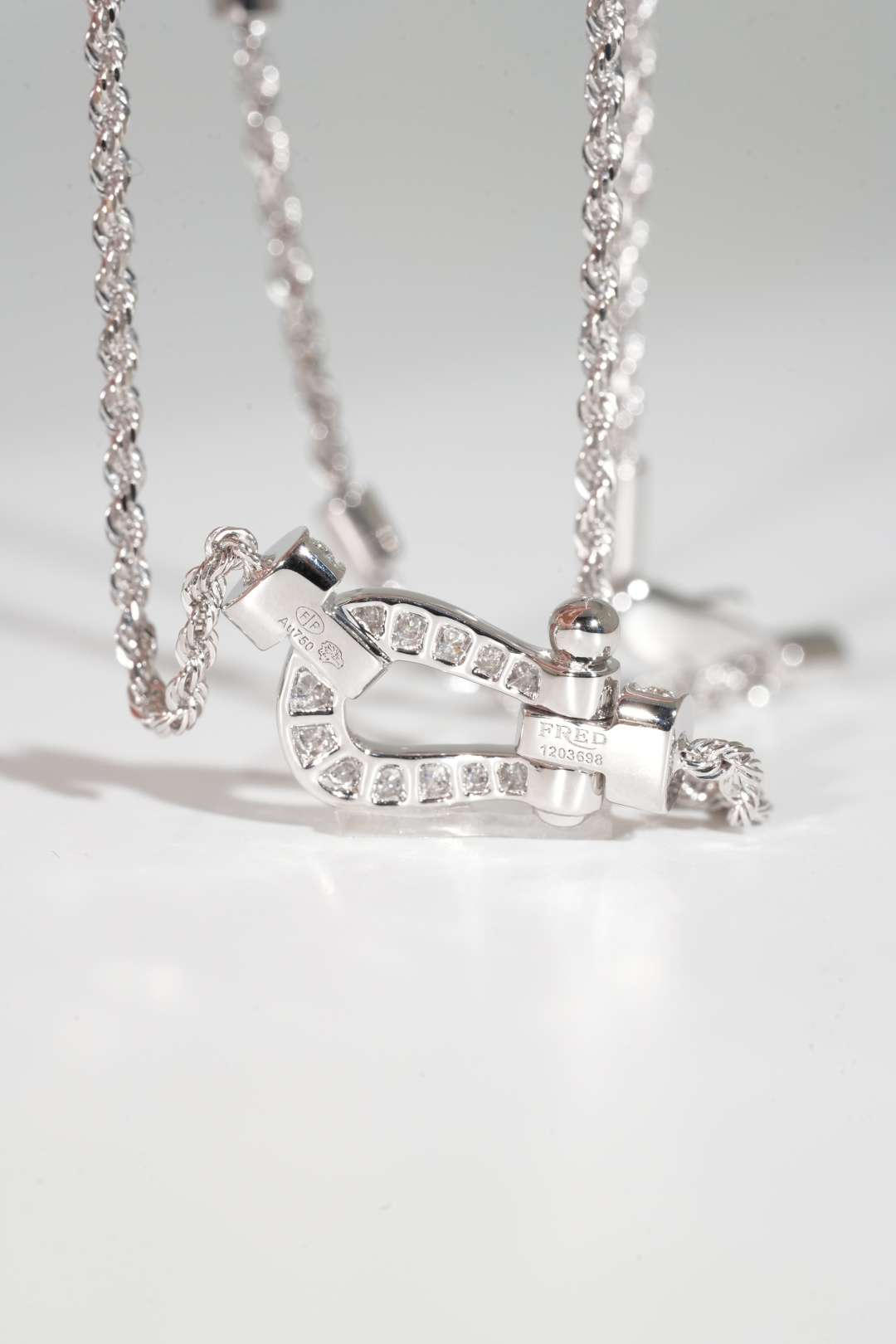 BVLGARI Mother-of-Pearl Fan Pendant Necklace with Diamond Edge