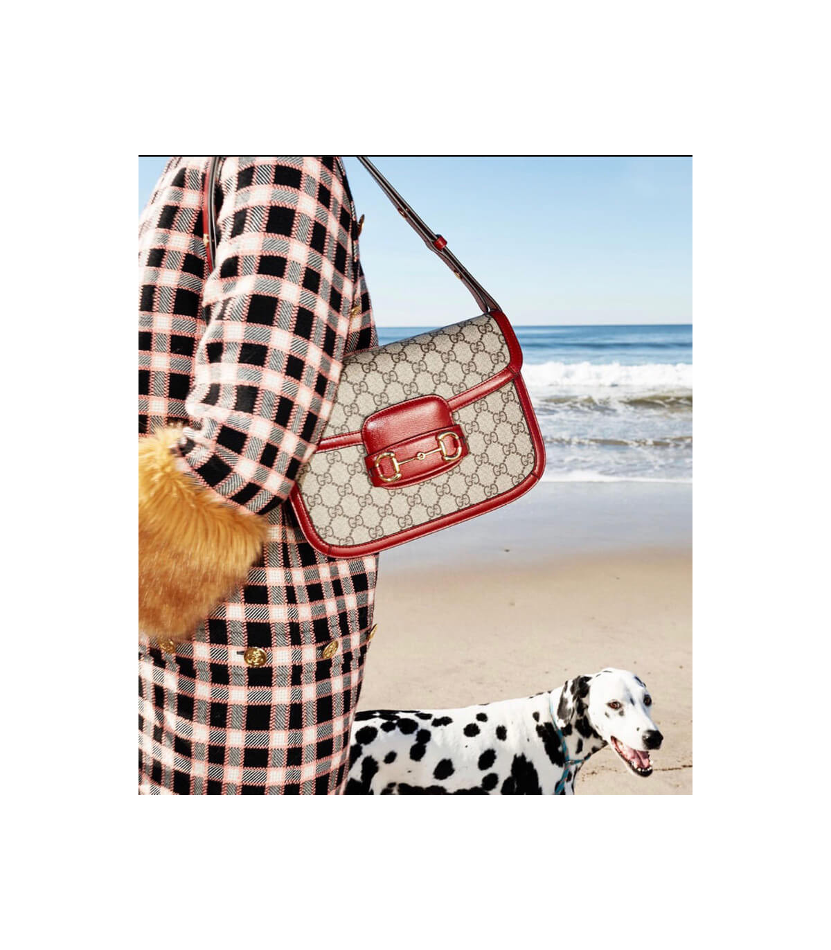 Gucci 1955 Horsebit Red GG Supreme Canvas Shoulder Bag 25cm