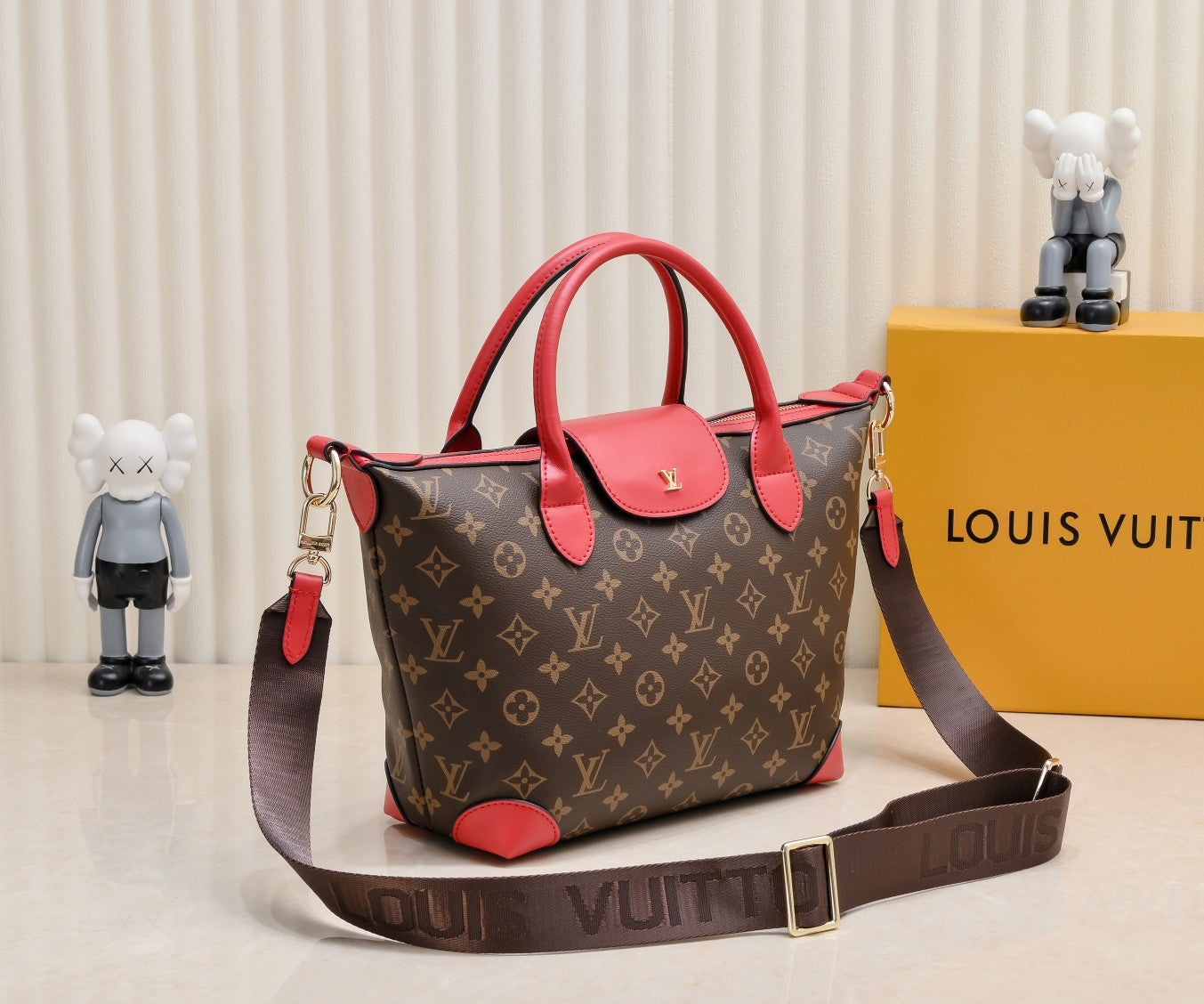 Louis Vuitton Tote Bag Monogram Canvas Red 26Cm