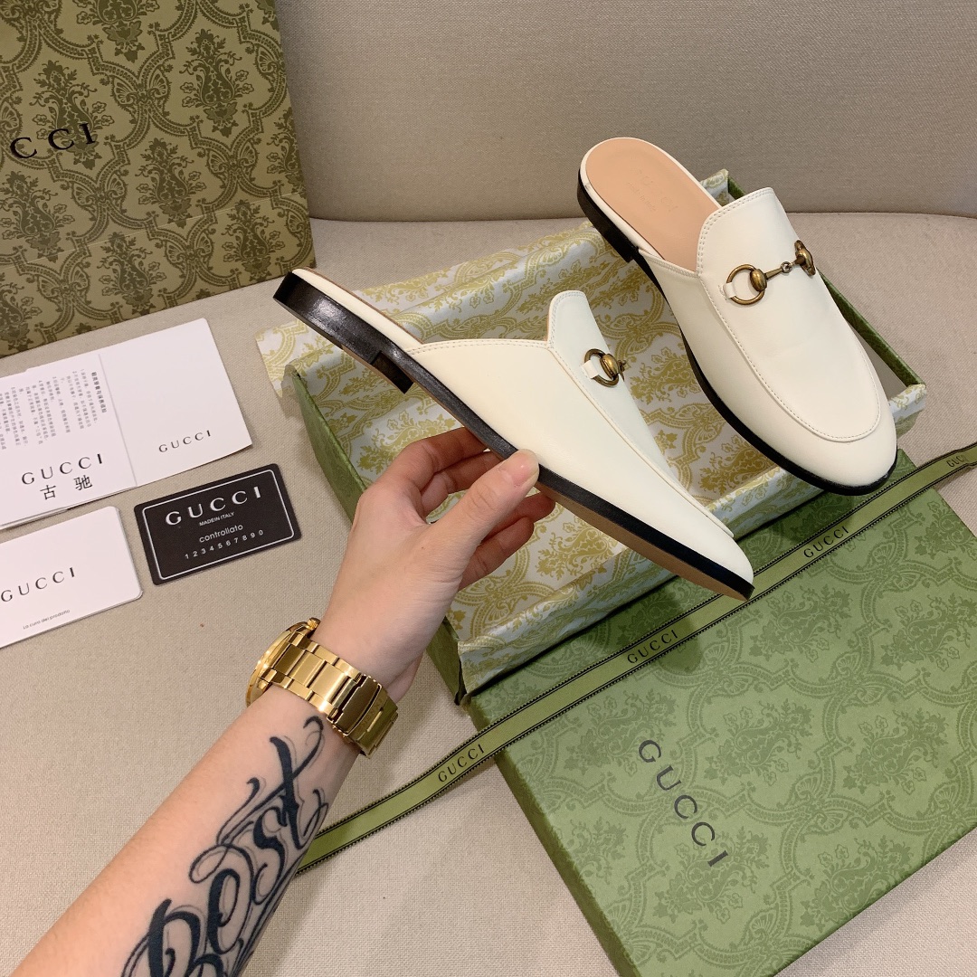 Gucci Princetown Leather Slipper White