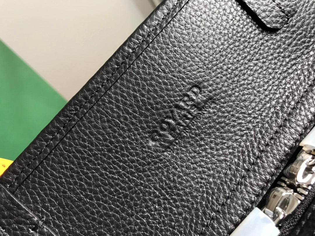 Goyard Hardy Pm Bag 40 Cm Black Goyardine Canvas And Taurillon Leather Trim