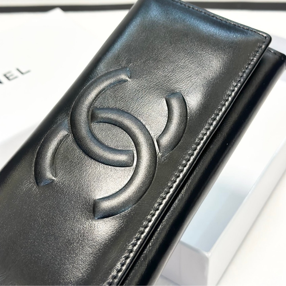 Chanel Long Wallet Black 19Cm