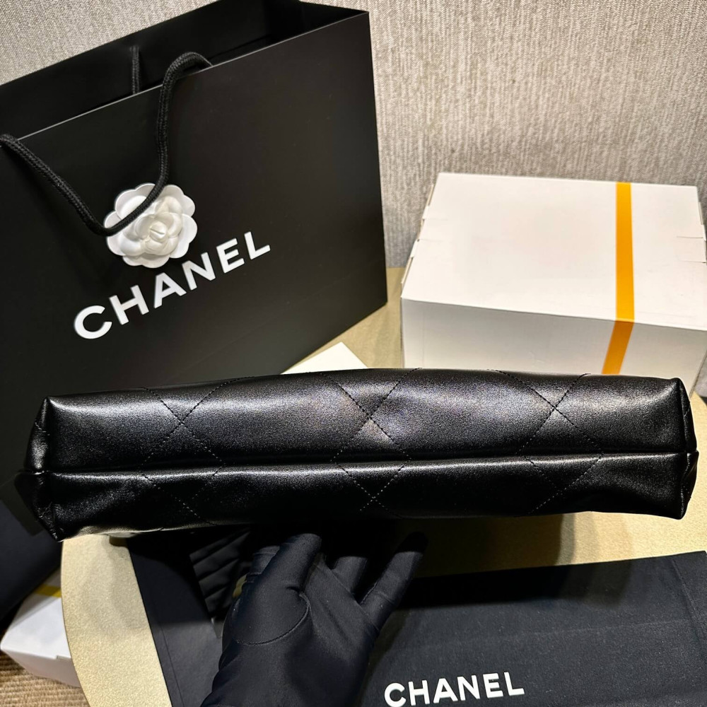 Chanel 22 Bag Handbag Black Shiny Calfskin 45cm
