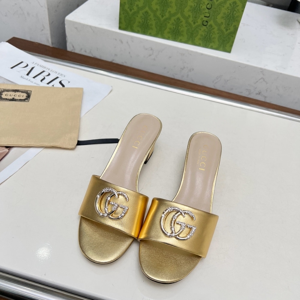Gucci Nojum Women’s Slide Sandal Metallic Gold ‎817257 B8B00 8024