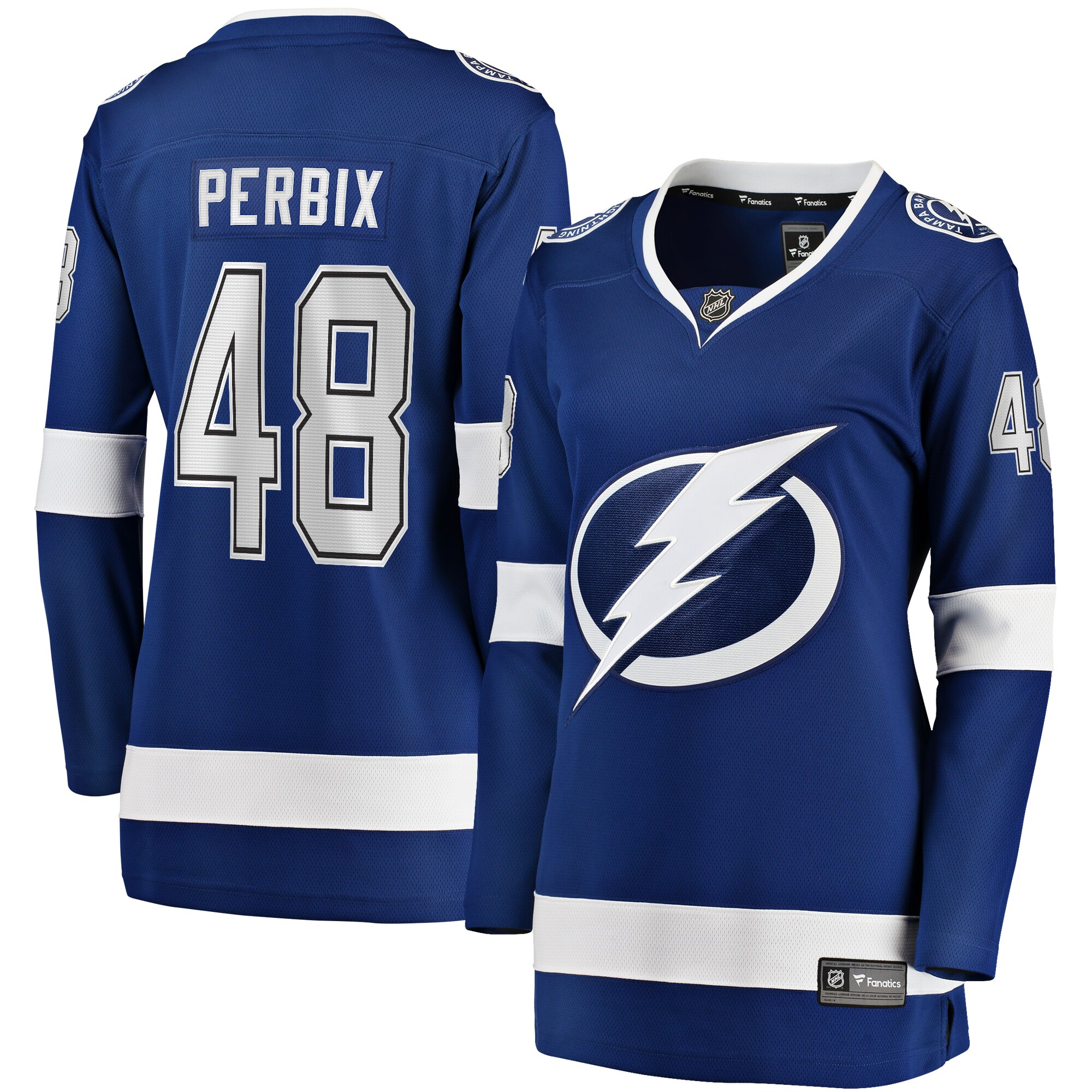 Nick Perbix Tampa Bay Lightning Fanatics Women’s Home Breakaway Player Jersey – Blue