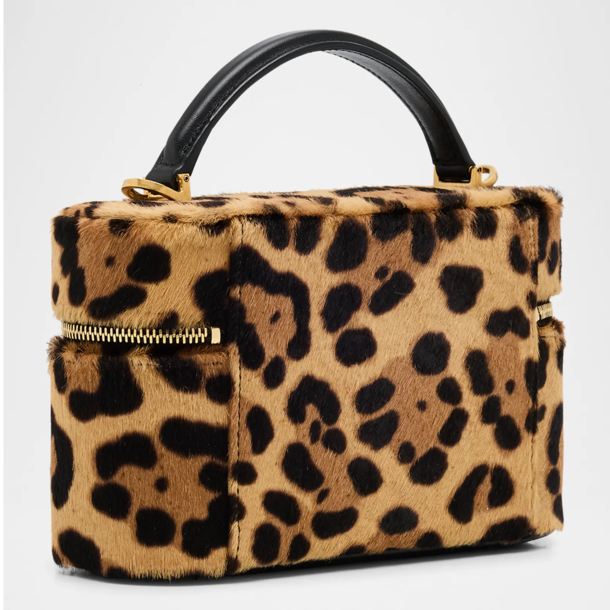 Saint Laurent Leopard Haircalf Vanity Bag with YSL Monogram 18cm