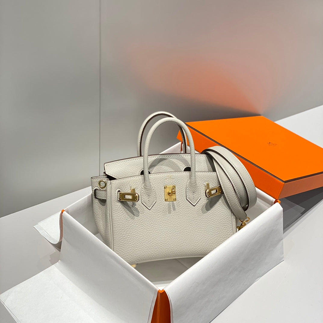 Hermes Birkin 20Cm Pearl Gray Togo Leather Gold Hardware