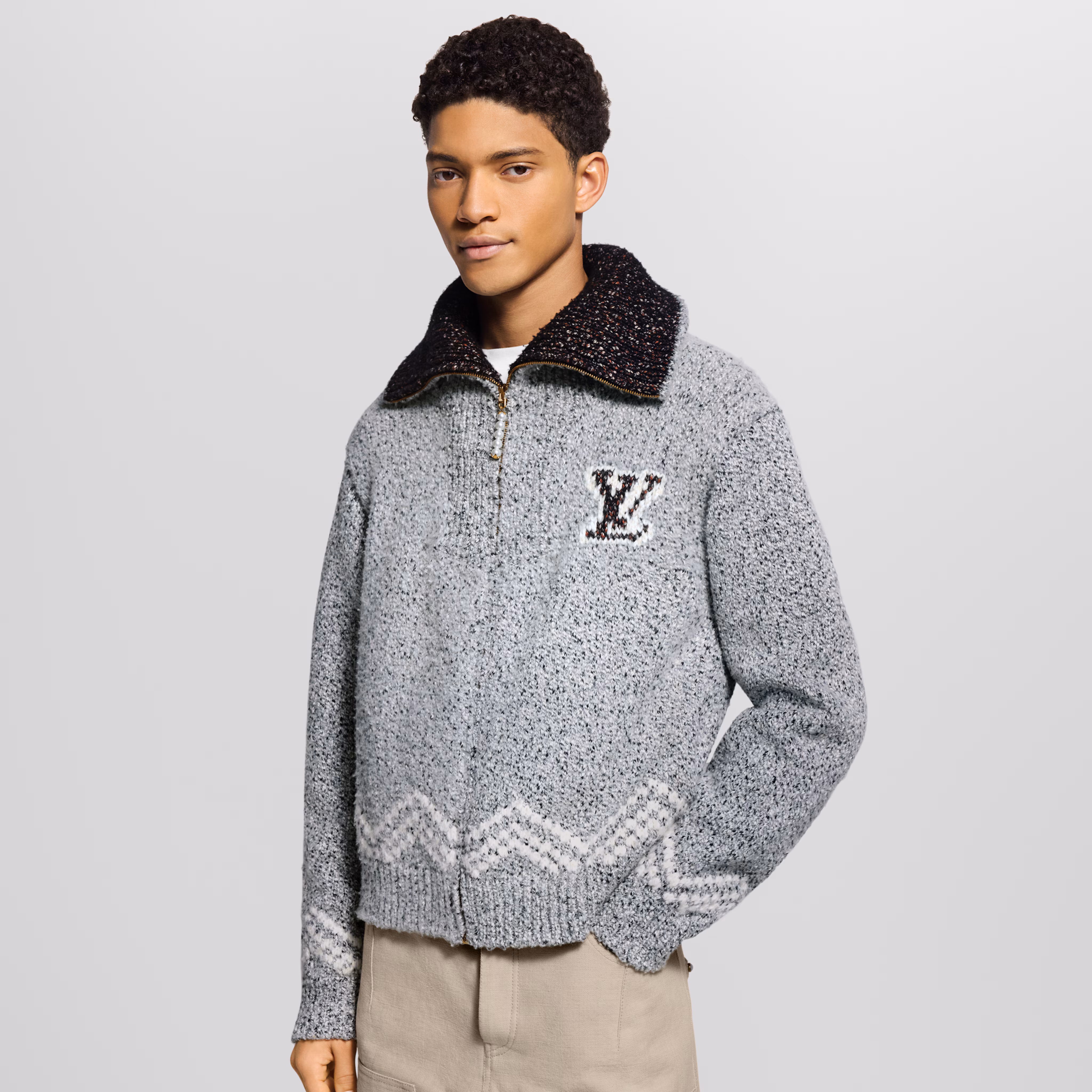LV 1AIMCY Zippered Knit Cardigan