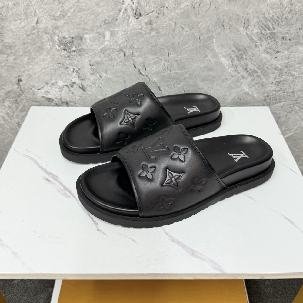 Louis Vuitton Miami Mule Monogram Embossed Synthetic Black 1Adgfe