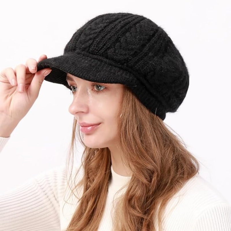 Women's Winter Knit Beanie with Brim