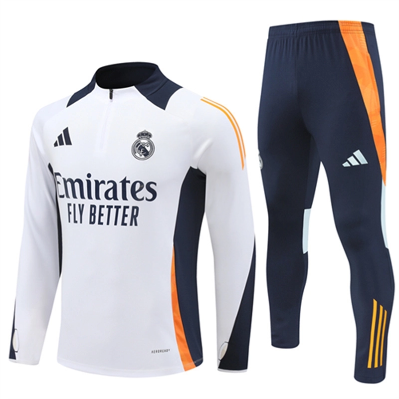 2024-25 Real Madrid White Long Sleeve Training Suit